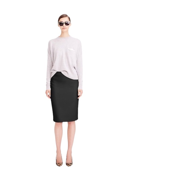 J Crew Double Serge Wool Pencil Skirt in Black size 6 style 28360
